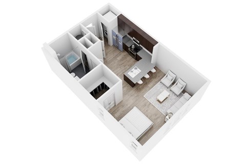 Floor plan for studio, 1 bath, 504 sqft